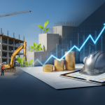 Architekt analizujący kosztorys budowlany na tablecie na tle placu budowy w 2026 roku